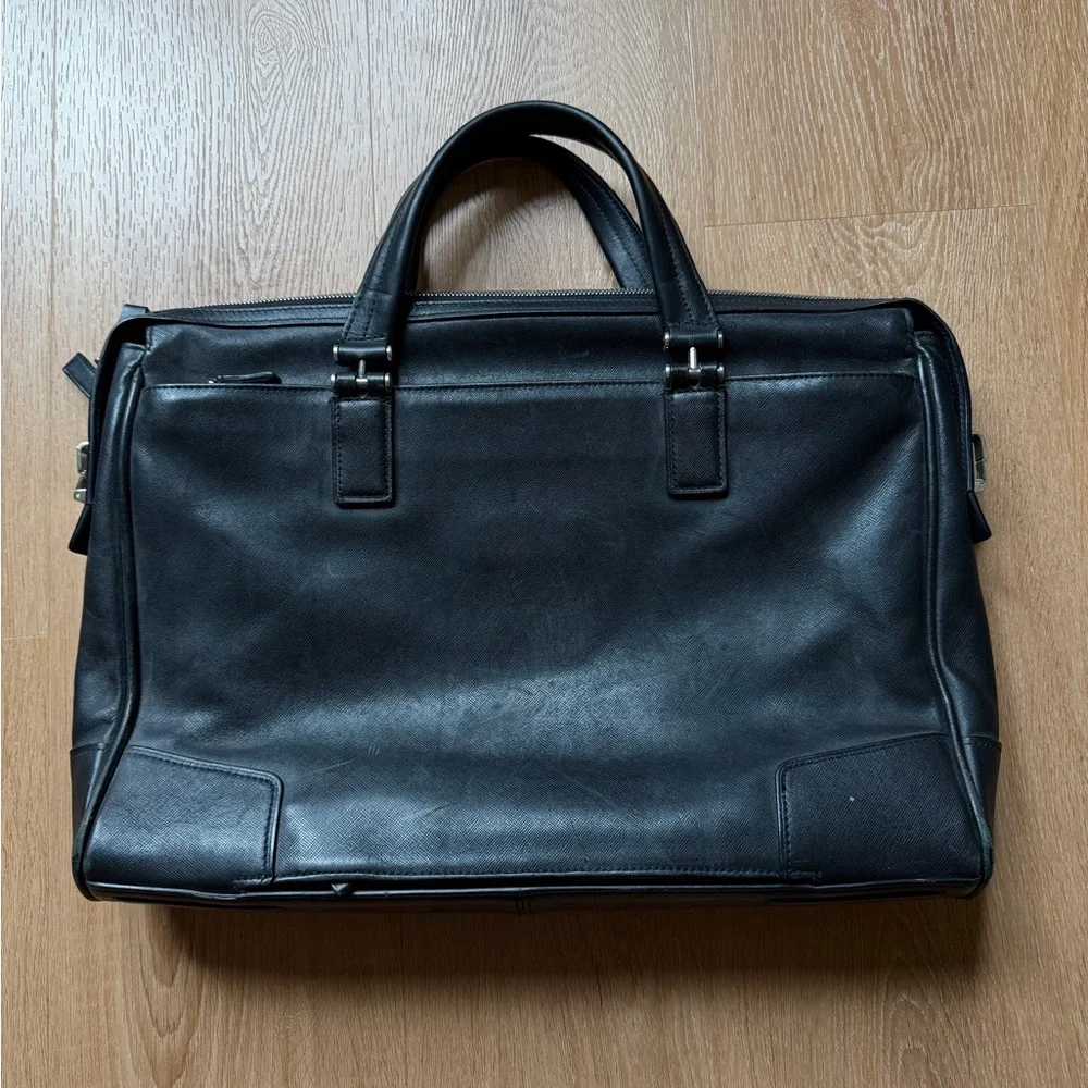 Tumi Astor Regis Black Slim Leather Briefcase Messenger Laptop Bag YS-1111